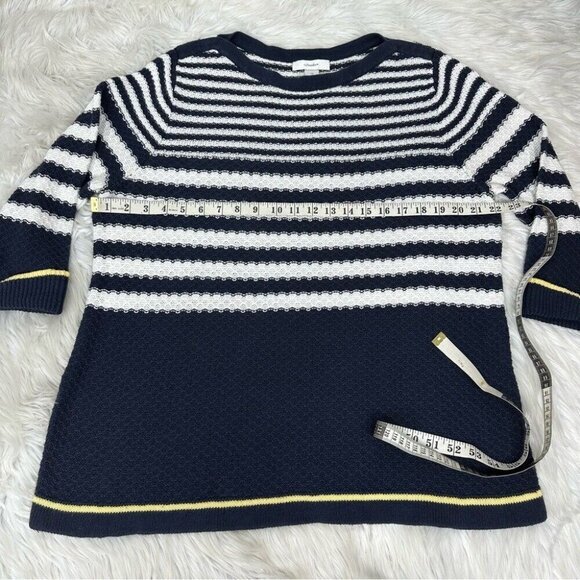 CJ Banks Women's Blue Striped Nautical Bandeau‎ Neckline Tunic Sweater 1X/C44 - Picture 11 of 12